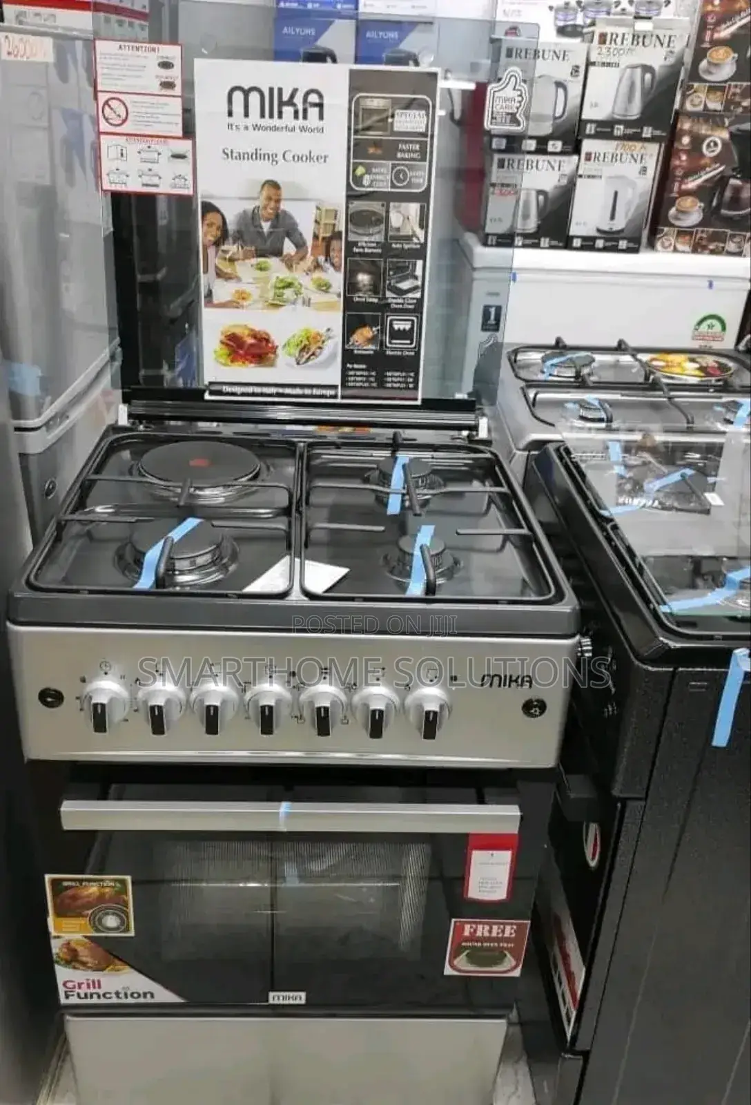 Standing Cooker 3g +1electric Hotplate, Mika, 60×60 - Silver