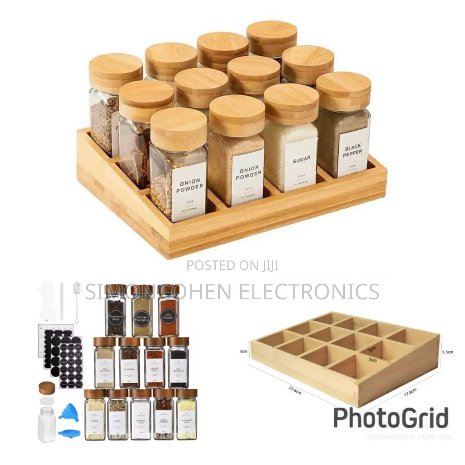 Spice Jar Set With Bamboo Stand
