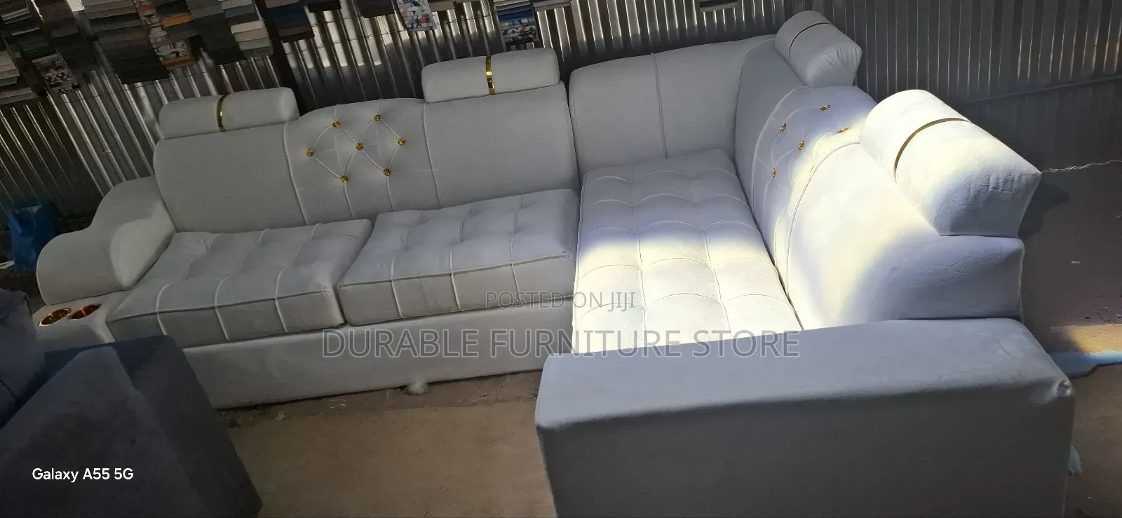 Comfortable  White L Seat Sofa