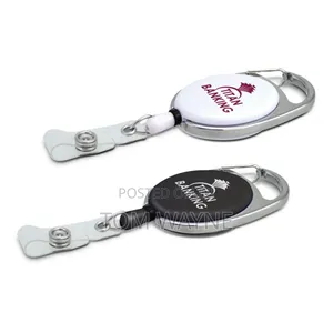 Oval Retractable Badge Reel With Clear Vinyl Strap
