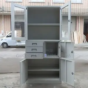 Office Cabinets: 2-Door Upper Steel Frame Cabinet With Safe