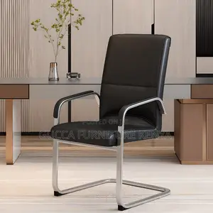 Office Chairs:Leather Fixed Highback Chair With Back Support