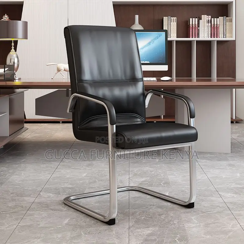 Office Chairs:Leather Fixed Highback Chair With Back Support