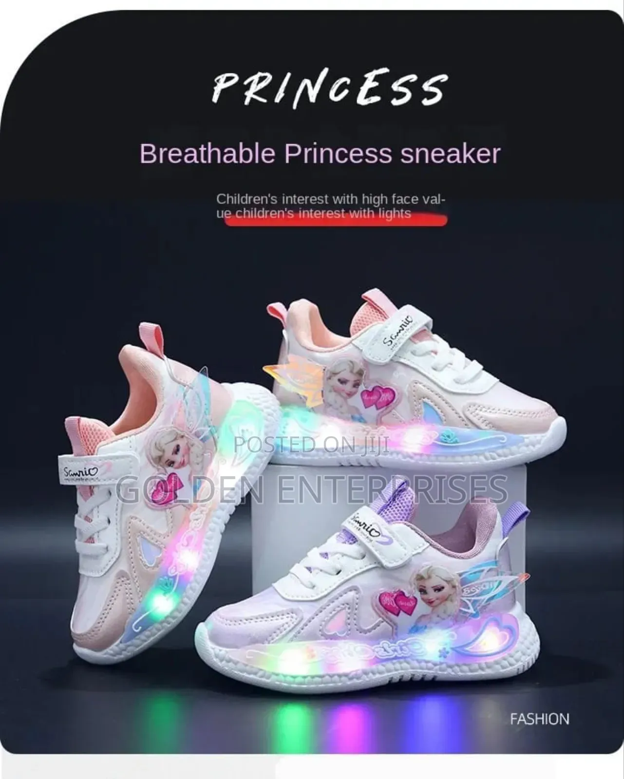 Girls Kids Elsa Sneakers With Lights 21-30