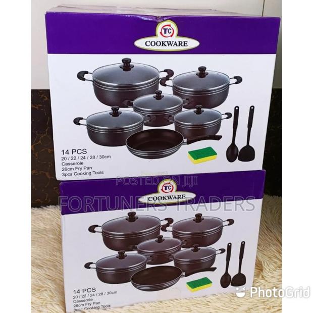 Tc 14 Pieces Non-Stick Black Coated Cooking Pot/Sufuria Set