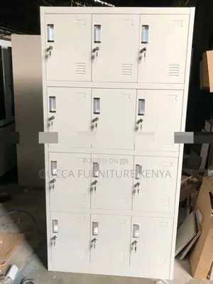 Cabinets: Metallic 15-Door Lockable Office Storage Unit