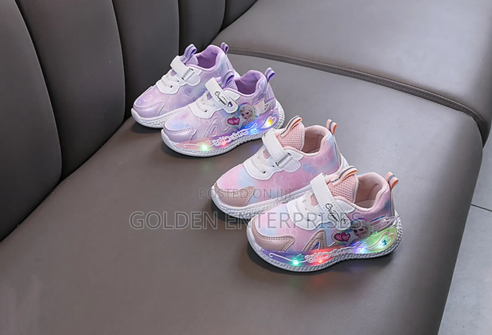 Pink and Purple Girls Elsa Sneakers With Lights 21-30
