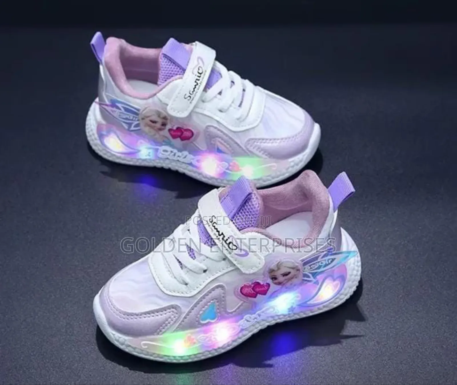 Cute Purple Girls Elsa Sneakers With Lights. 21-30