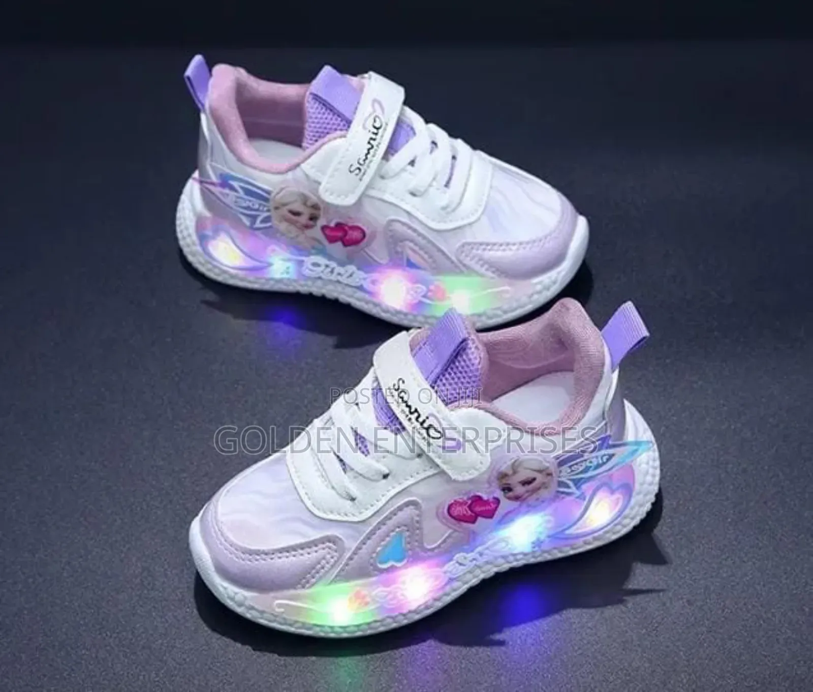 Cute Purple Girls Elsa Sneakers With Lights. 21-30