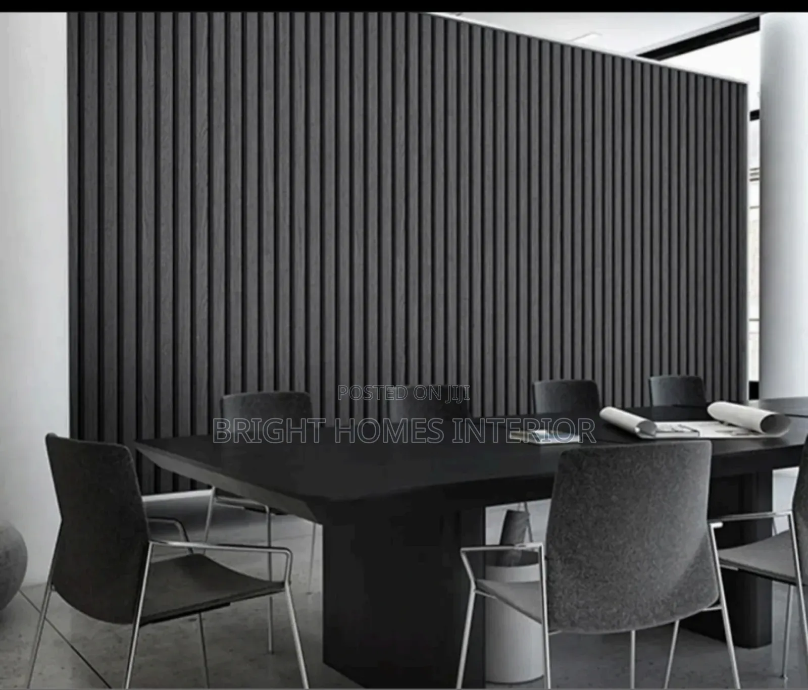 Dark Grey Flutted Wallpaper Available New Stock