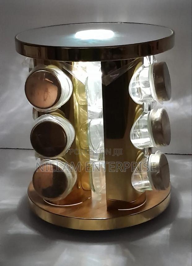 Rotating Led Spice Rack With 12 Spice Jars - thumbnail 3
