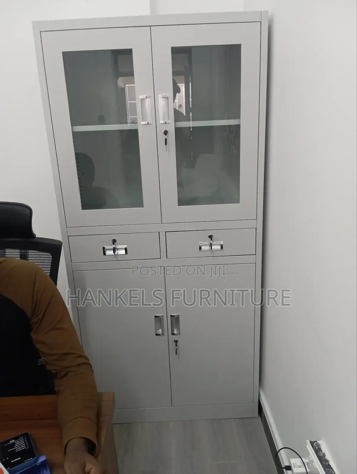 Half Glass Double Door Cabinet