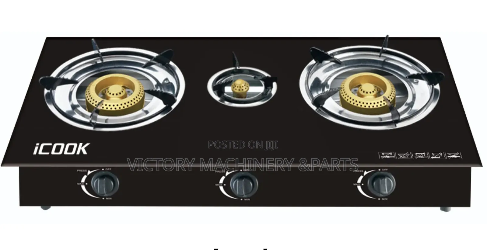 3 Burner Gas Cooker, Glass Top