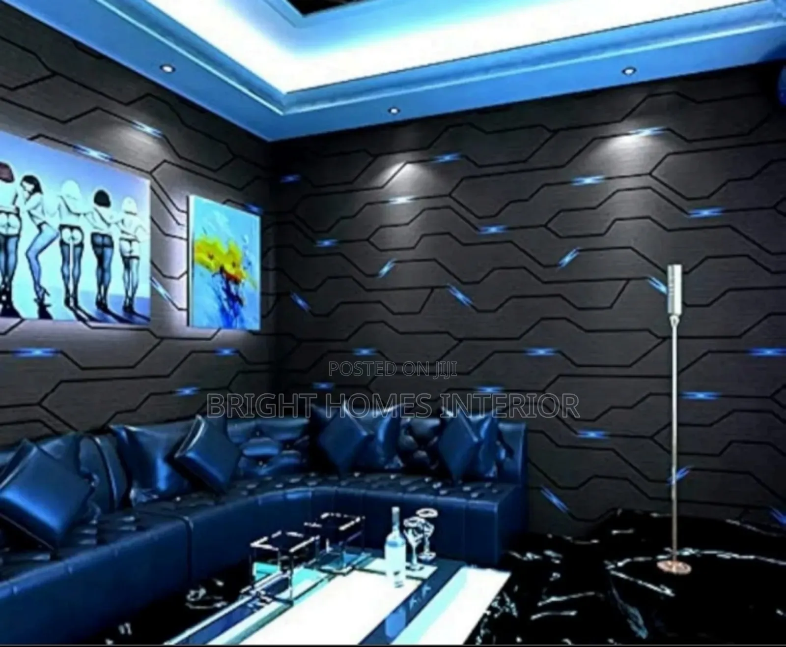 3d Blue Pattern Wallpaper Best for Church, Studios,Tv Room