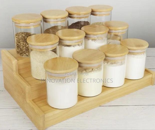 12 PCS Glass Spice Jars With Bamboo Lid