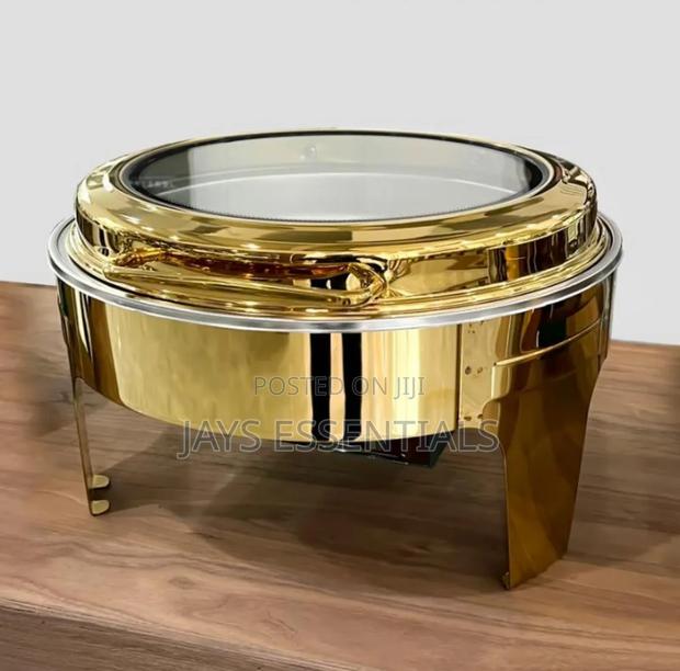 6l Gold Round Hydraulic Chaffing Dish - main view