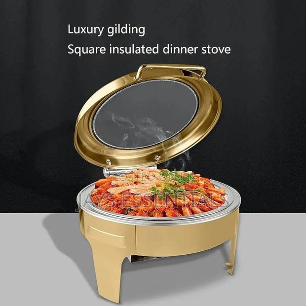 6l Gold Round Hydraulic Chaffing Dish - thumbnail 2