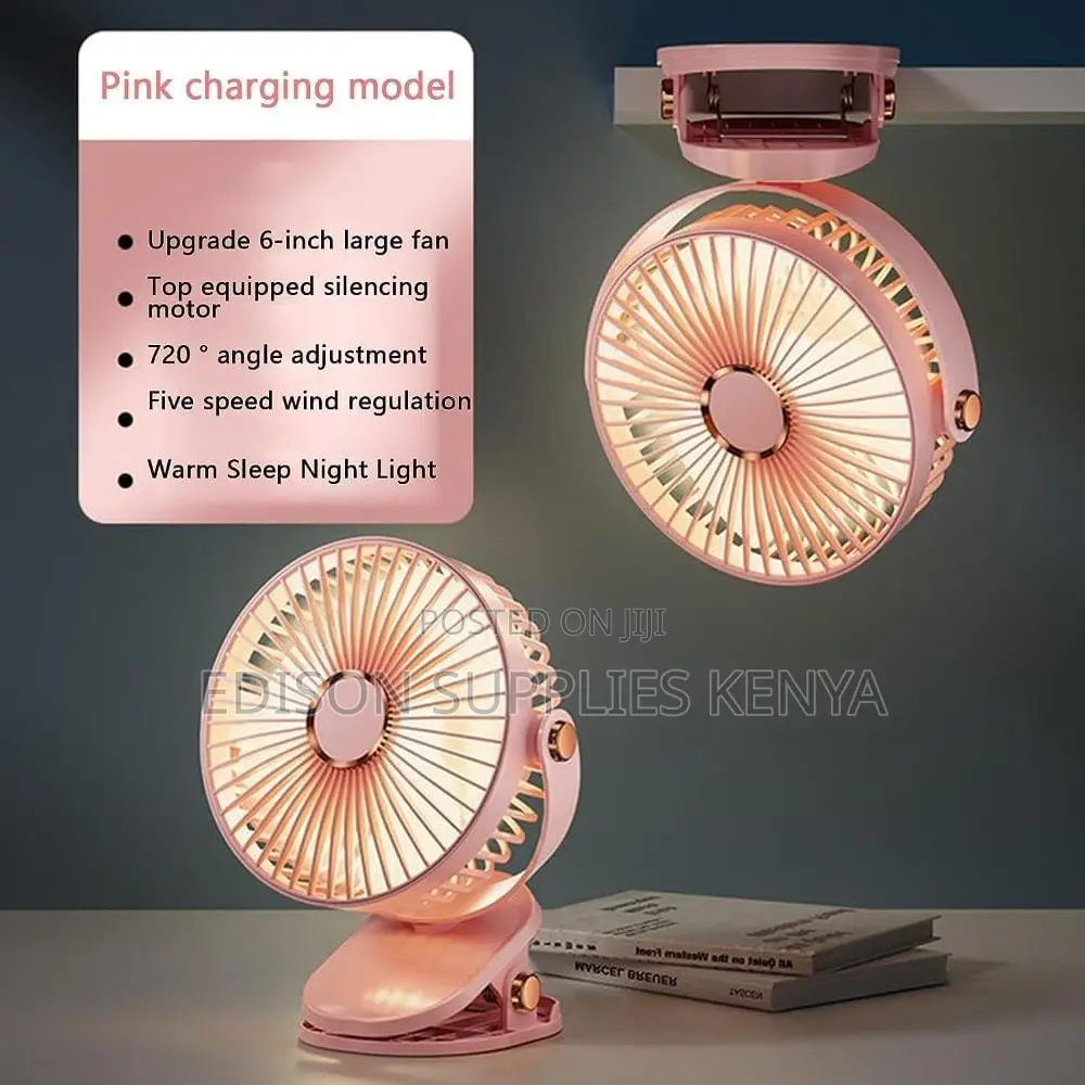 Clip Fan 6'' Rechargeable Pink Rose Gold Elegant Desk Fans