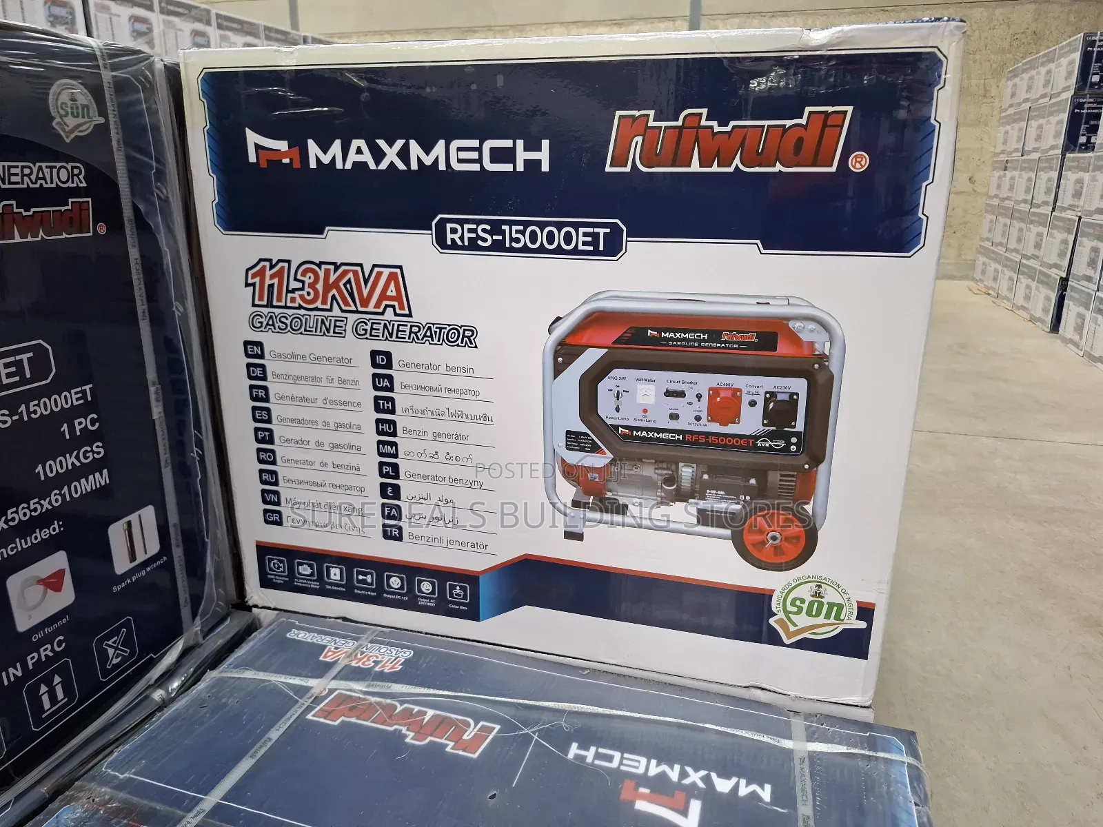 Maxmech 11.9kva Petrol Dual Phase Generator.