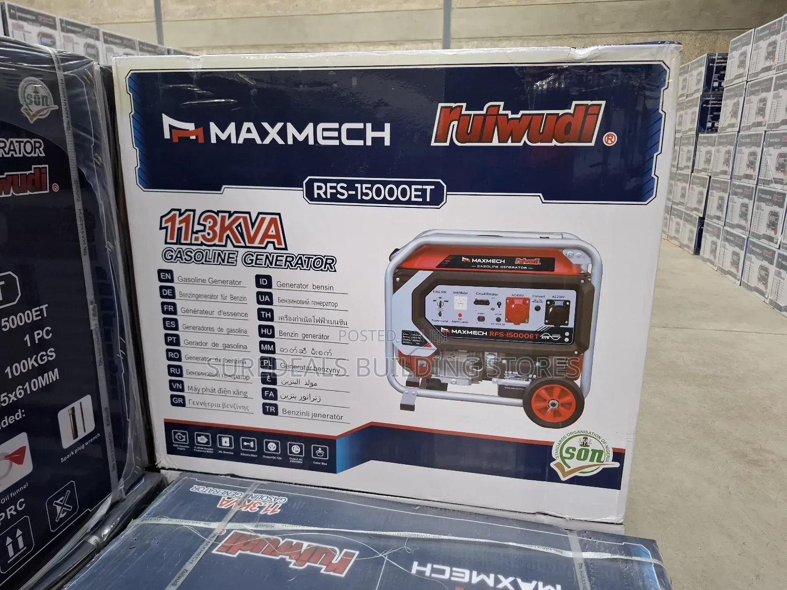 Maxmech 11.9kva Petrol Dual Phase Generator.