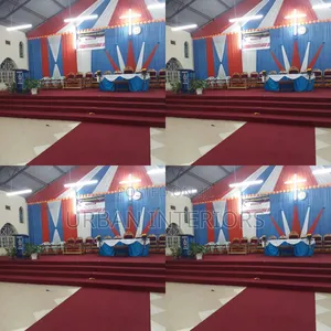 Church Altar Carpets. Maroon Wide Altar Installation