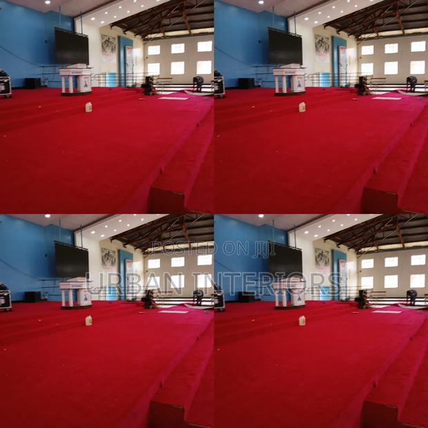 Red Altar Carpets. Rectangular Altar Installation