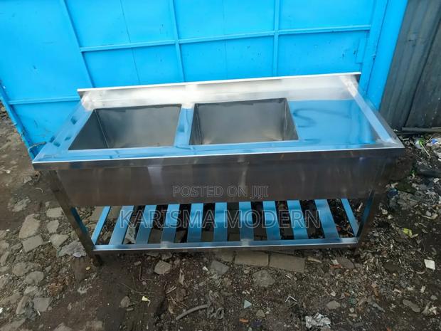 Double Bowl Sink With Channels - thumbnail 2