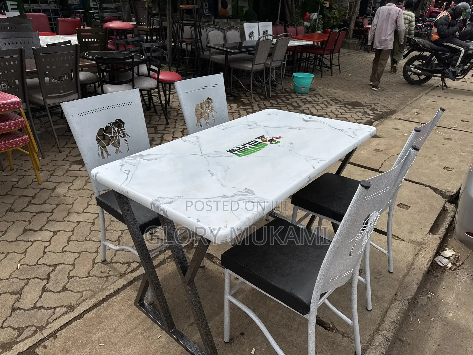 Restaurant And Bar Coated Chairs And White Table