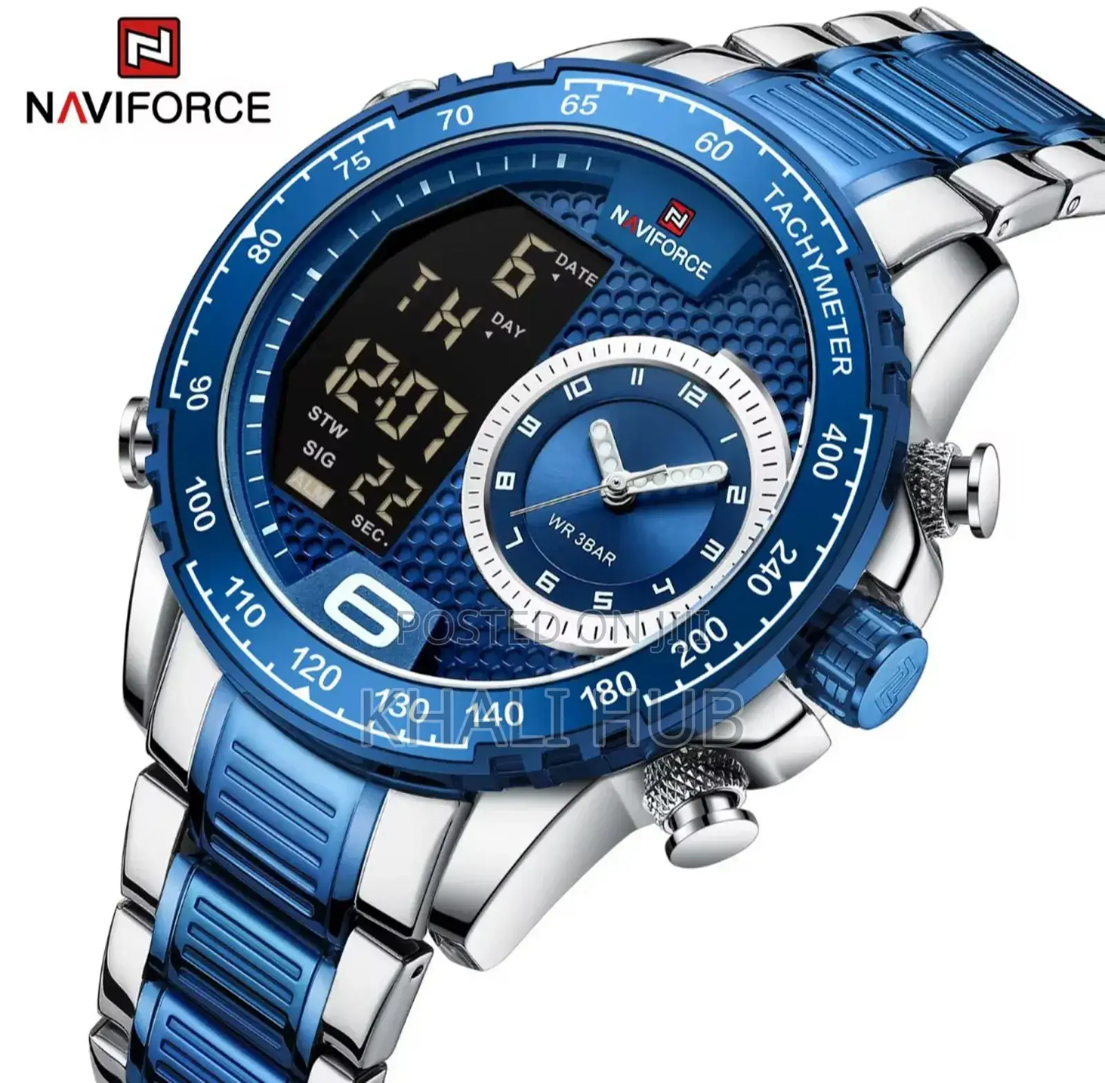 Naviforce Dual Display Watch~ Silver Blue Watch Nf9199s