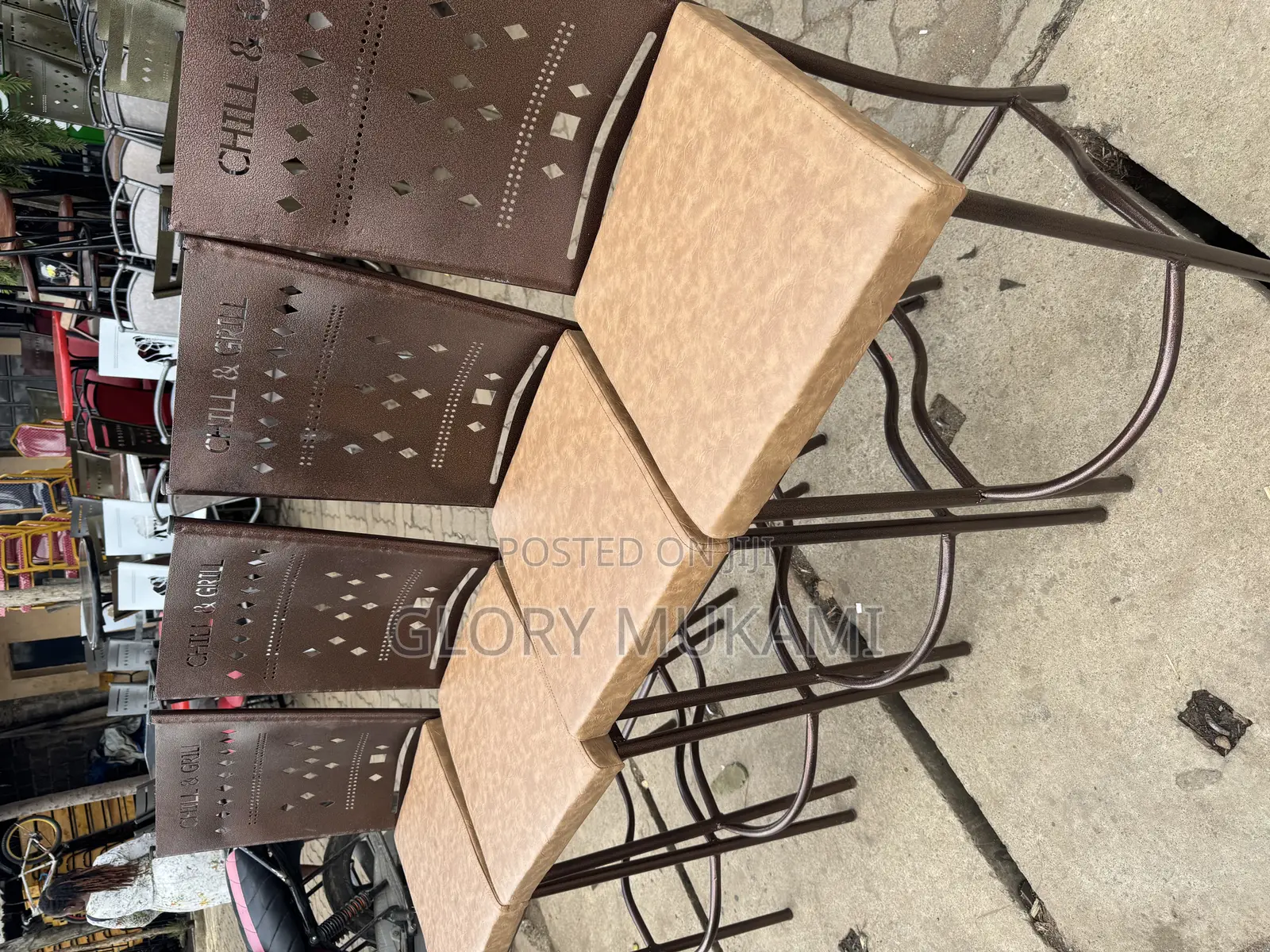 Copper Coated Restaurant And Bar Chairs With Names