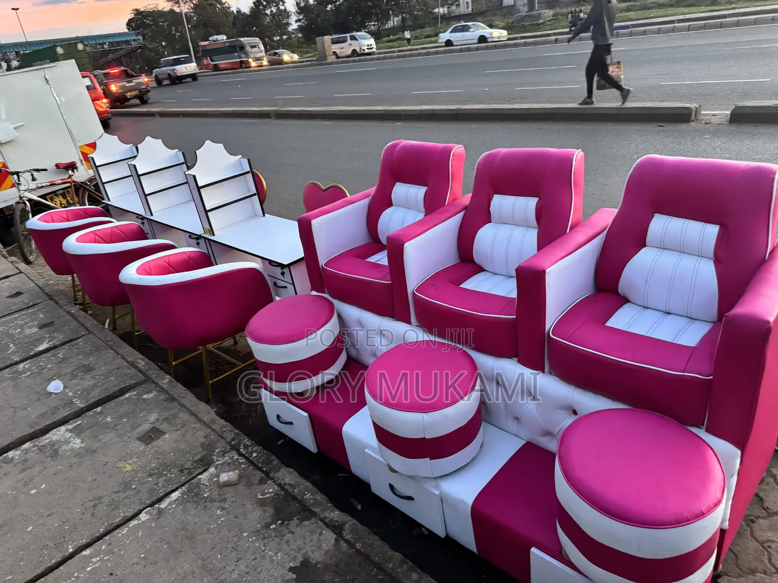 Manicure Tables Chairs And Pedicure Set