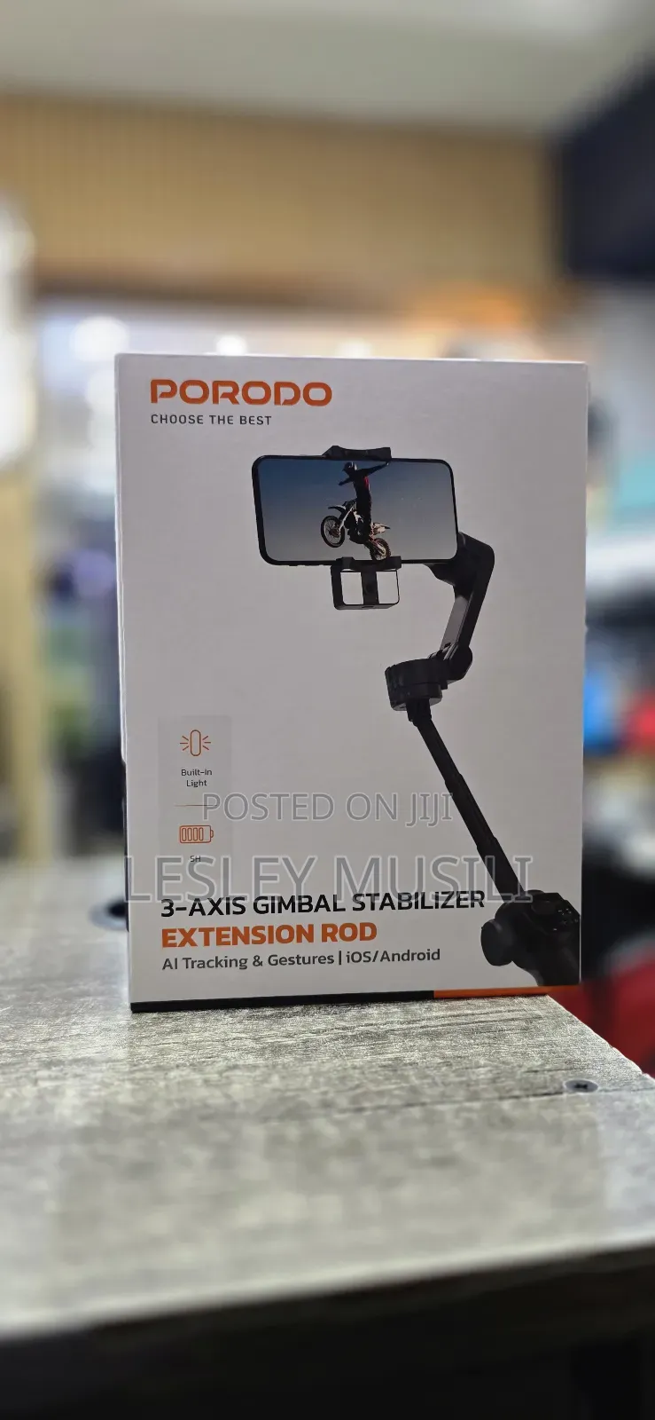 Porodo 3-Axis Gimbal Stabilizer With Ai Tracking