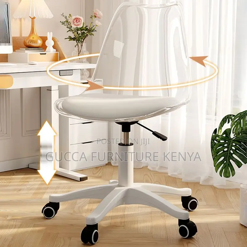 Home Chairs:Transparent Upholstered Office Stool Liftable