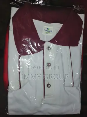Solid White With Maroon Collar Polo T-Shirt