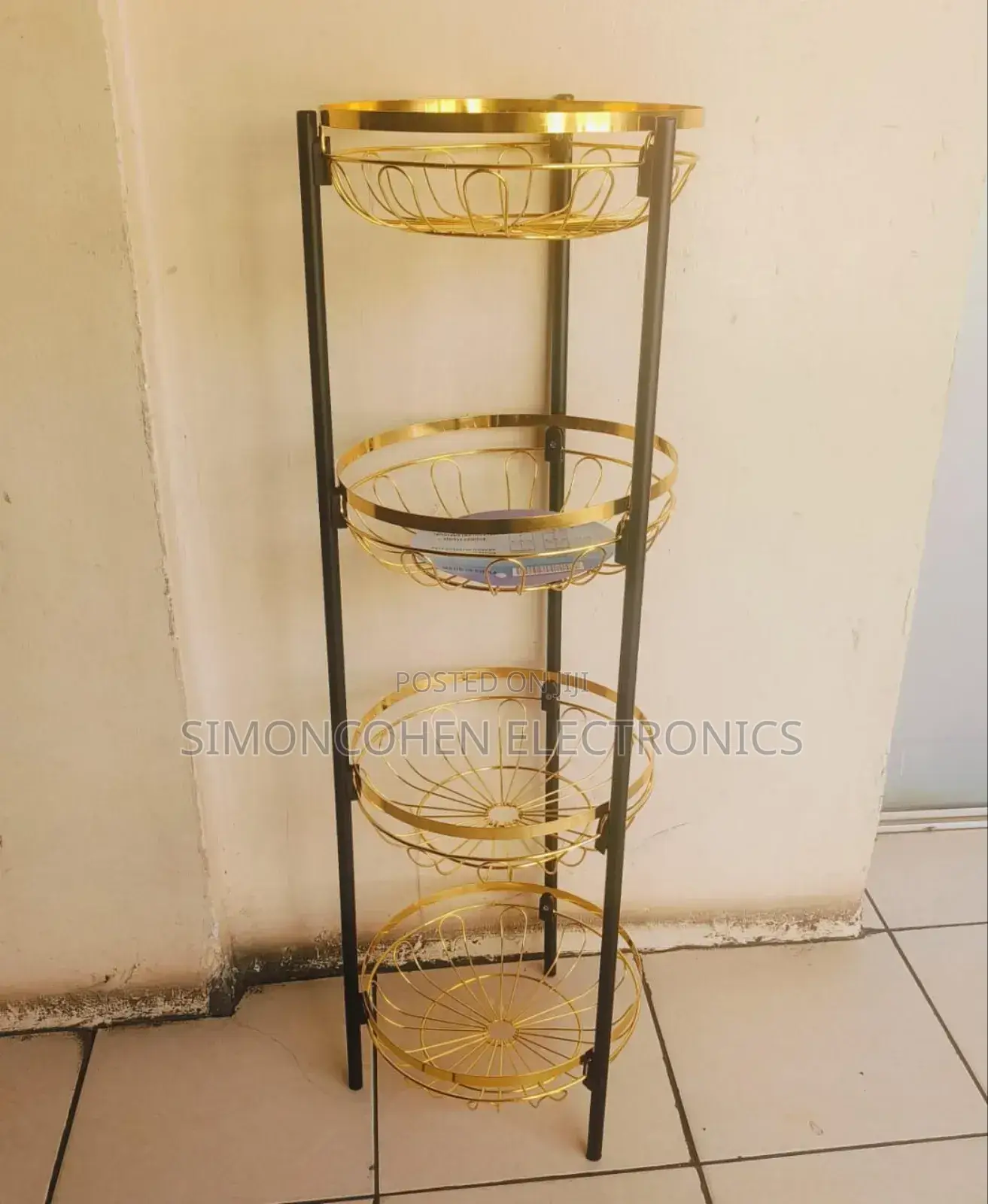 4 Tier Round Golden Fruit Rack