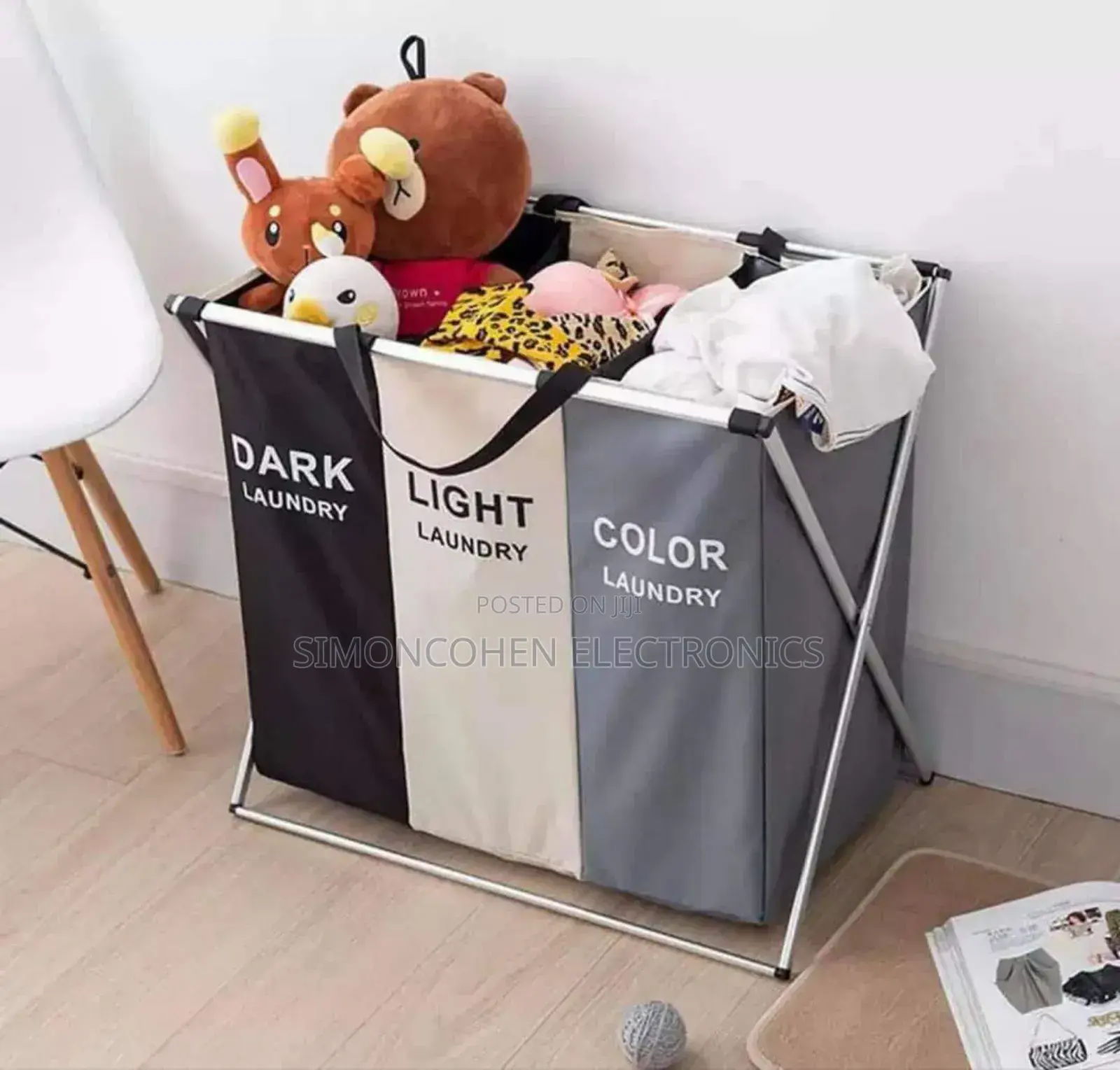 3 Compartment Big Size Foldable Laundry Basket