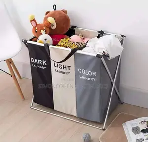 3 Compartment Big Size Foldable Laundry Basket