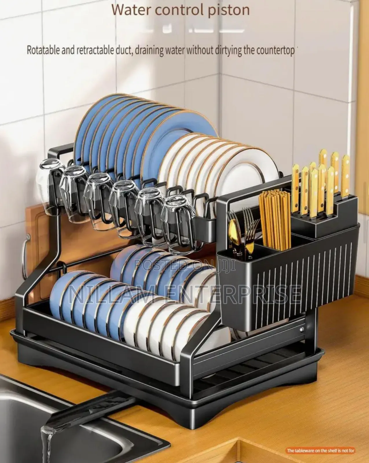 2-Tier Kitchen Dish Rack With Drain Tray