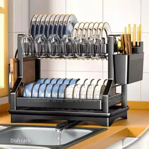 2-Tier Kitchen Dish Rack With Drain Tray