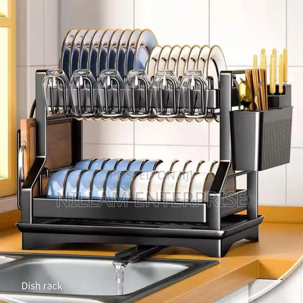 2-Tier Kitchen Dish Rack With Drain Tray - thumbnail 3