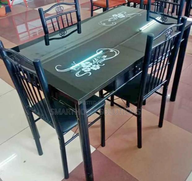 Black Designed Metallic Dining Table - 4 Seaters - main view