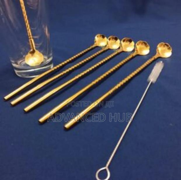 6pcs Long Stainless Steel Straw Spoons - main view