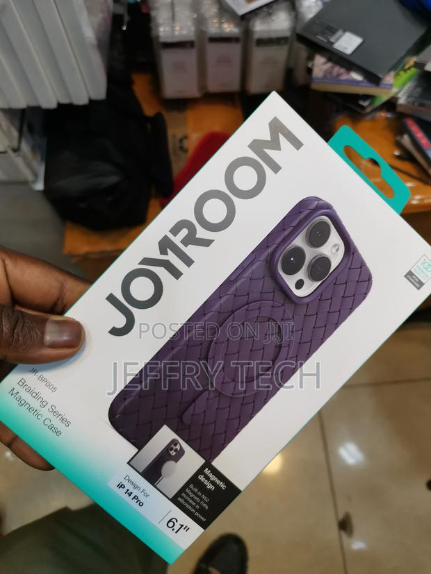 Joyroom Magsafe Case iPhone 14pro Magsafe Braided Black Blue - thumbnail 3