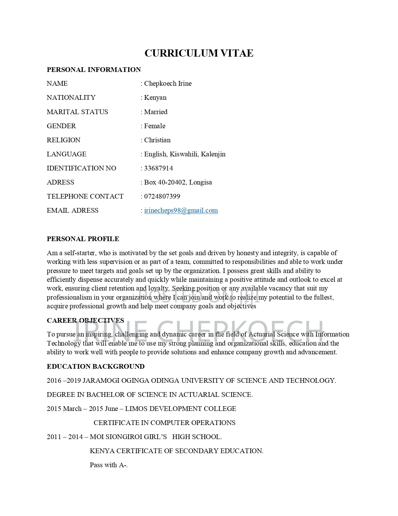 Advertising Marketing CV