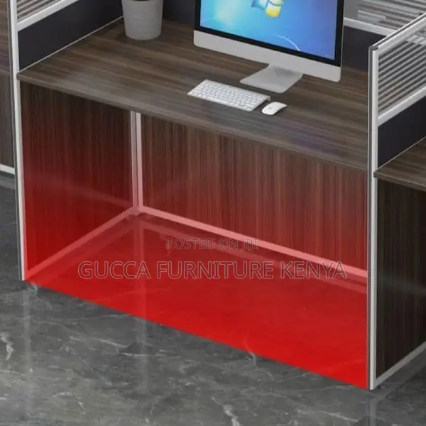 Workstations: Contemporary 4-Person Desk With Privacy Panel