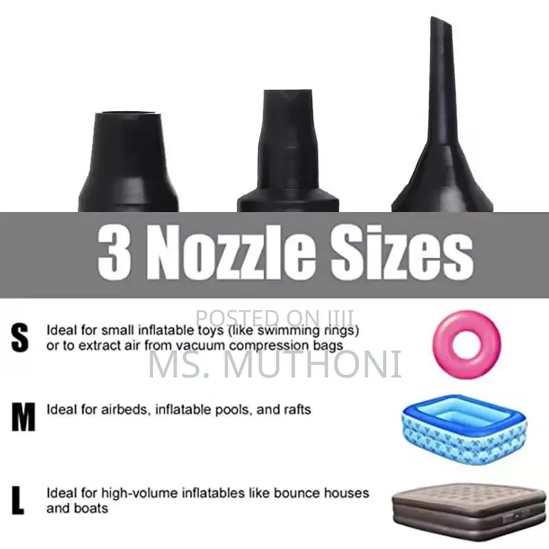 Electric Inflatable Pump Quick Air Filling Compre 3 Nozzles