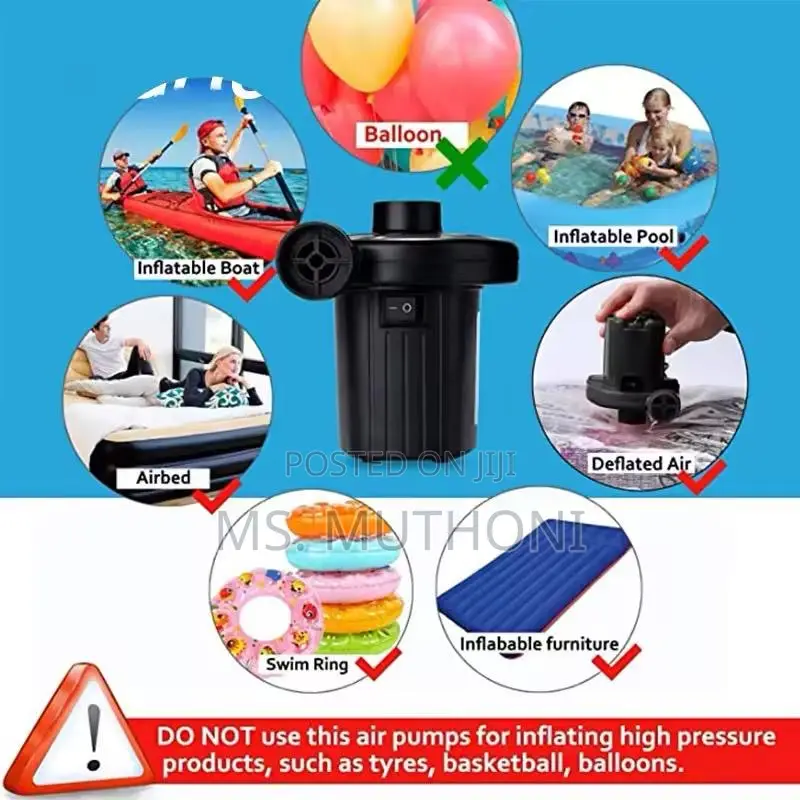 Electric Inflatable Pump Quick Air Filling Compre 3 Nozzles