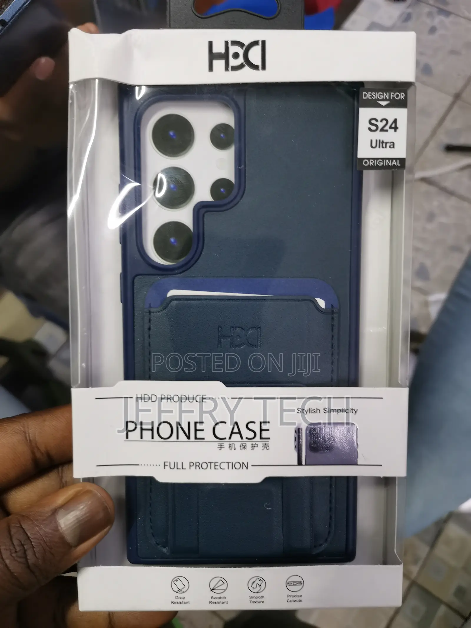 Ninki S24 Ultra Leather Back Case With Card Holder-Blue