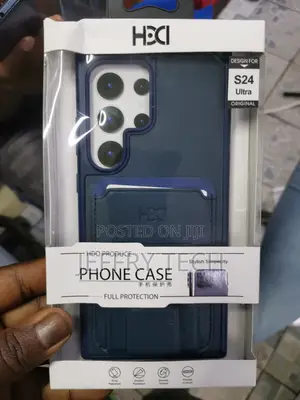 Ninki S24 Ultra Leather Back Case With Card Holder-Blue