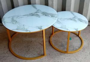 Marble Nesting Coffee Table (Glass Effect) White - thumbnail 2